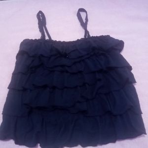 Hollister Navy Blue Ruffled Tank Top